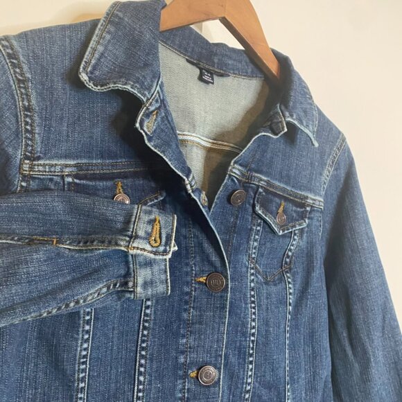 Lands End denim jacket womens size M 10/12 petite - Picture 6 of 8